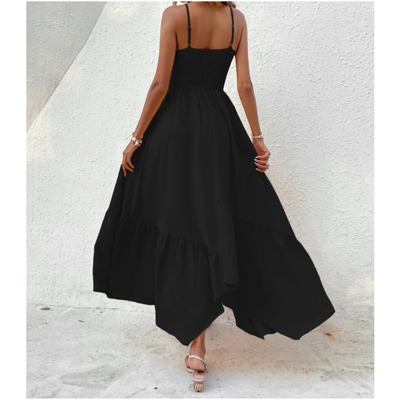 Boho Ruffle Hem Cami Solid Maxi Dress - Picture 4 of 13